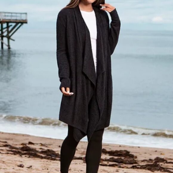Barefoot Dreams - CozyChic Lite Island Cardigan Wrap - Black s/m - Picture 1 of 5